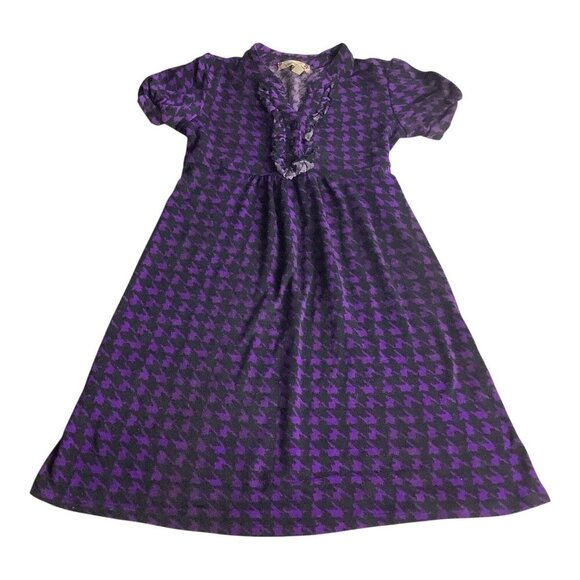 Speechless Girls A-Line Dress Purple Black Houndstooth Ruffled Collar Size 8 - Picture 11 of 15